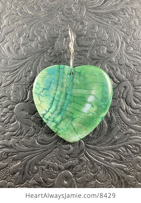 Heart Shaped Green Dragon Veins Agate Stone Jewelry Pendant Ornament - #qXMrzhv0nAw-1