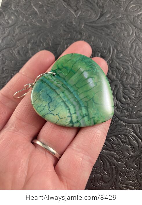 Heart Shaped Green Dragon Veins Agate Stone Jewelry Pendant Ornament - #qXMrzhv0nAw-4