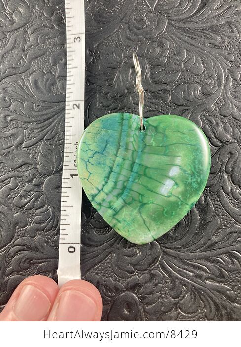 Heart Shaped Green Dragon Veins Agate Stone Jewelry Pendant Ornament - #qXMrzhv0nAw-5