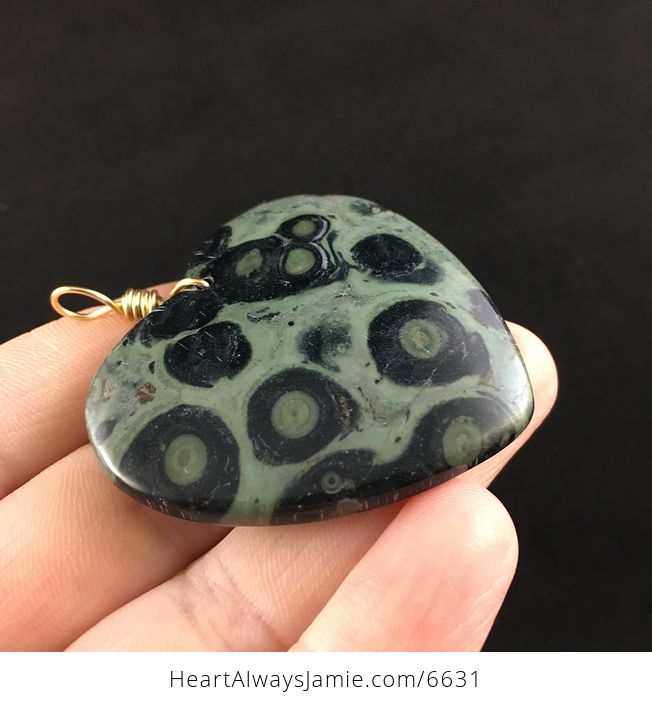 Heart Shaped Green Kambaba Jasper Stone Jewelry Pendant - #1VMtCW5swT4-4