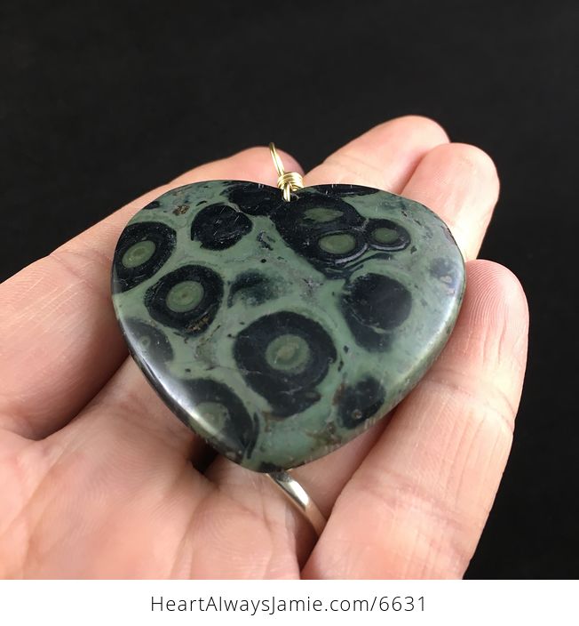 Heart Shaped Green Kambaba Jasper Stone Jewelry Pendant - #1VMtCW5swT4-2