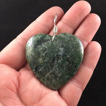 Heart Shaped Green Moss Agate Stone Jewelry Pendant #EWwunDvj9QQ