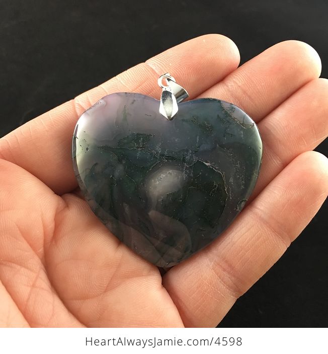 Heart Shaped Green Moss Agate Stone Jewelry Pendant - #0nBODk1ckJo-1