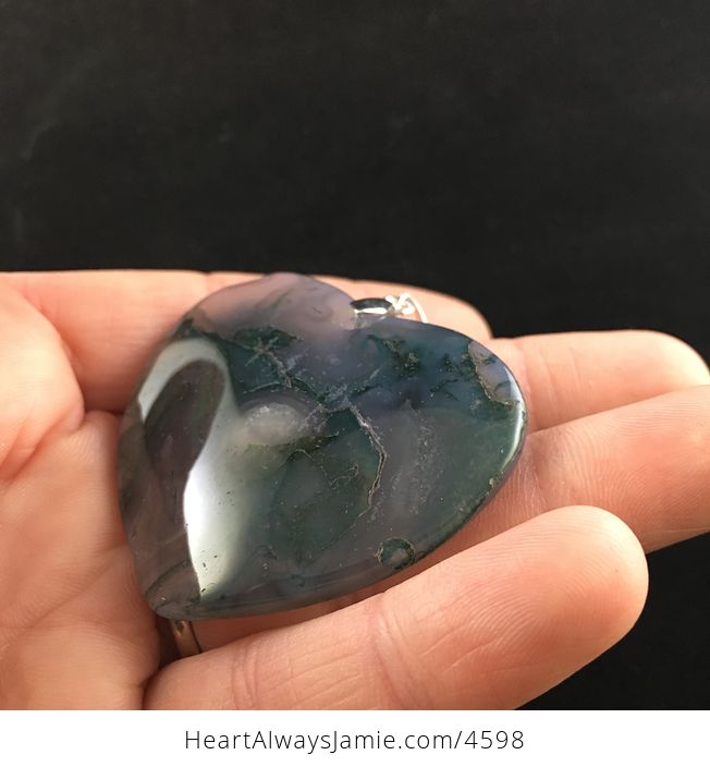 Heart Shaped Green Moss Agate Stone Jewelry Pendant - #0nBODk1ckJo-4