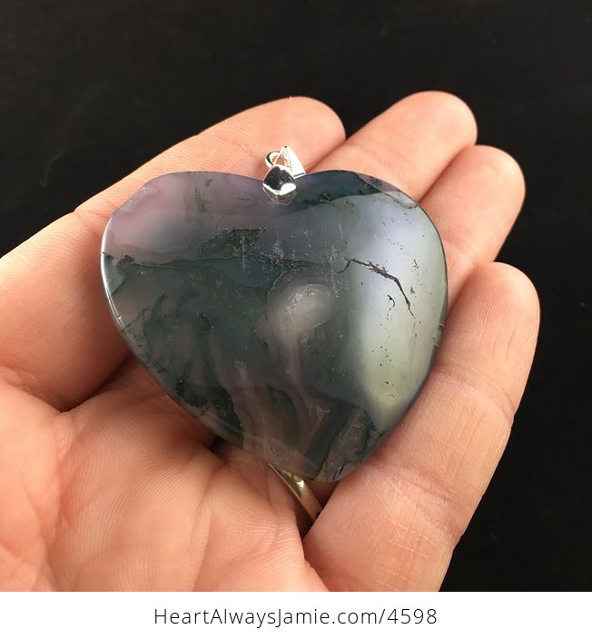 Heart Shaped Green Moss Agate Stone Jewelry Pendant - #0nBODk1ckJo-2