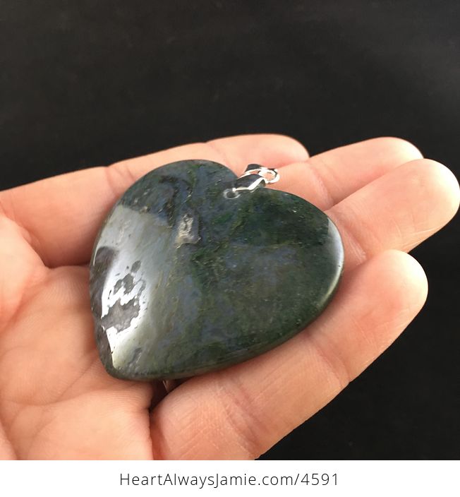 Heart Shaped Green Moss Agate Stone Jewelry Pendant - #43hwBm0MAh4-4