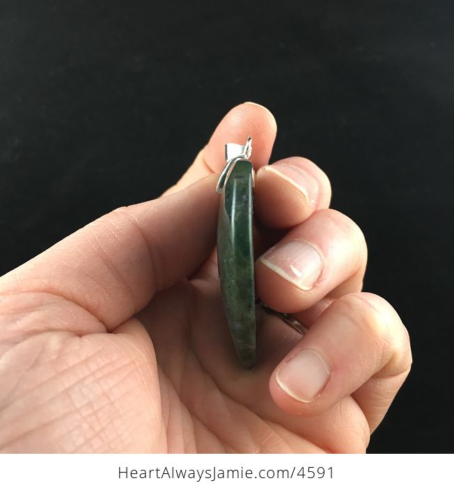 Heart Shaped Green Moss Agate Stone Jewelry Pendant - #43hwBm0MAh4-5