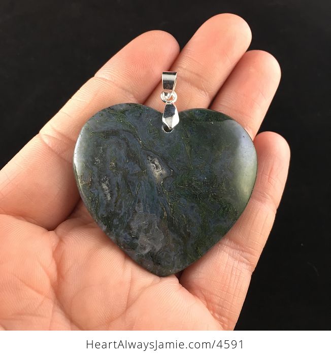 Heart Shaped Green Moss Agate Stone Jewelry Pendant - #43hwBm0MAh4-1