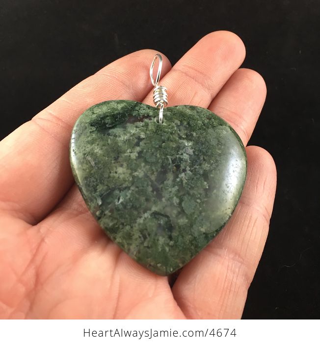 Heart Shaped Green Moss Agate Stone Jewelry Pendant - #EWwunDvj9QQ-2