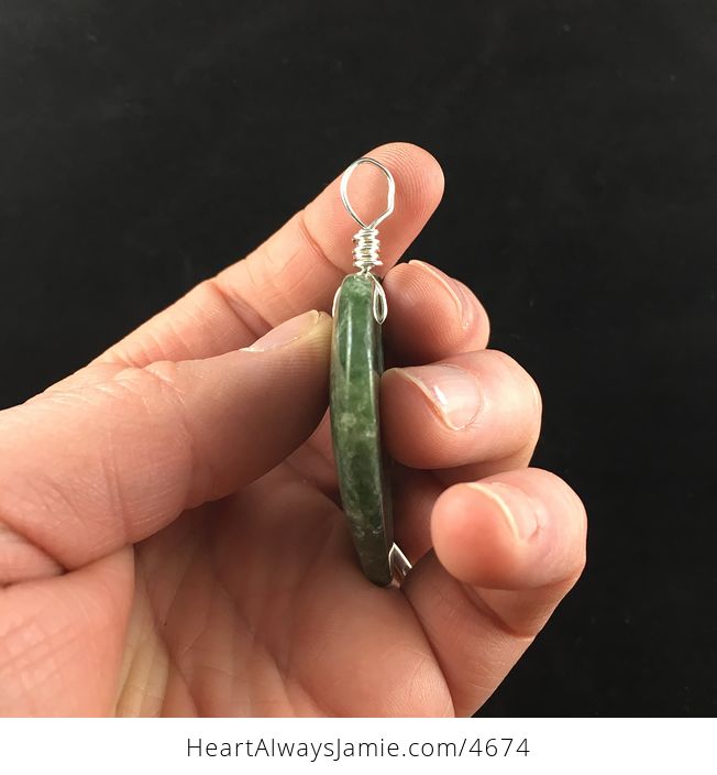 Heart Shaped Green Moss Agate Stone Jewelry Pendant - #EWwunDvj9QQ-4