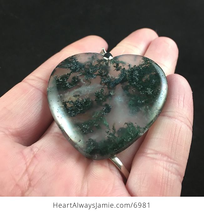Heart Shaped Green Moss Agate Stone Jewelry Pendant - #LTncVWnu5S0-2