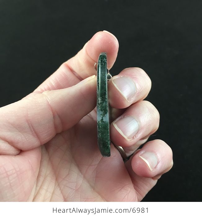 Heart Shaped Green Moss Agate Stone Jewelry Pendant - #LTncVWnu5S0-5