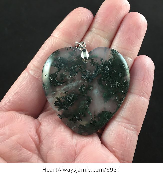 Heart Shaped Green Moss Agate Stone Jewelry Pendant - #LTncVWnu5S0-1