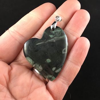 Heart Shaped Green Nipomo Coral Fossil Stone Jewelry Pendant #Flp3iBk89Qs