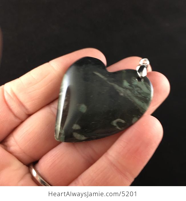 Heart Shaped Green Nipomo Coral Fossil Stone Jewelry Pendant - #Flp3iBk89Qs-3