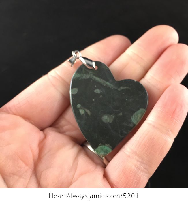 Heart Shaped Green Nipomo Coral Fossil Stone Jewelry Pendant - #Flp3iBk89Qs-6