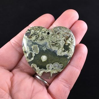 Heart Shaped Green Rhyolite Rainforest Jasper Stone Jewelry Pendant #iIlDI912kqw