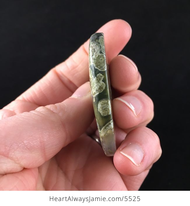 Heart Shaped Green Rhyolite Rainforest Jasper Stone Jewelry Pendant - #iIlDI912kqw-5
