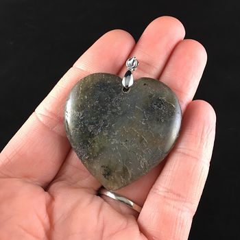 Heart Shaped Labradorite Stone Jewelry Pendant #IKtLndHxMDo