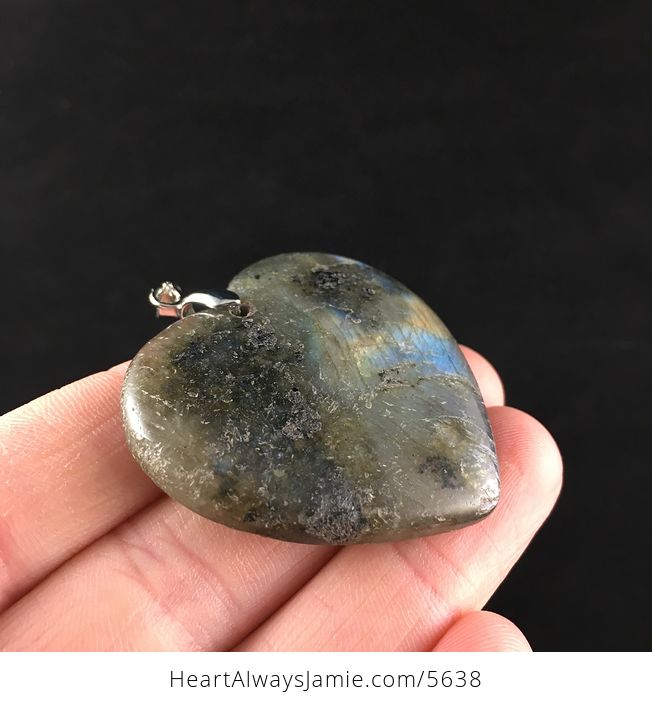 Heart Shaped Labradorite Stone Jewelry Pendant - #IKtLndHxMDo-4