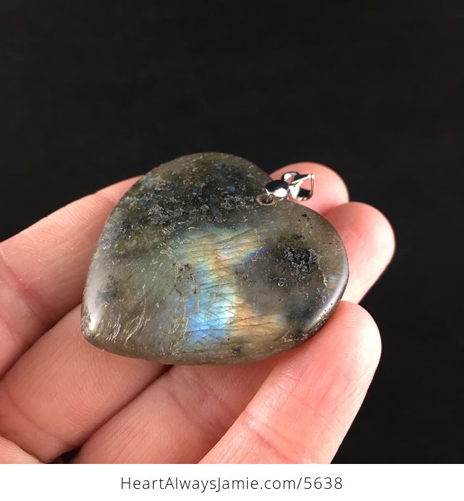 Heart Shaped Labradorite Stone Jewelry Pendant - #IKtLndHxMDo-3