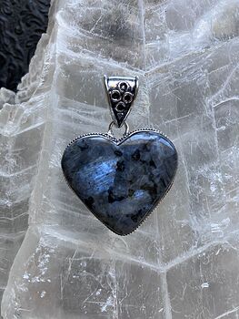 Heart Shaped Larvikite Crystal Stone Jewelry Pendant #FBOMnNYO5eM