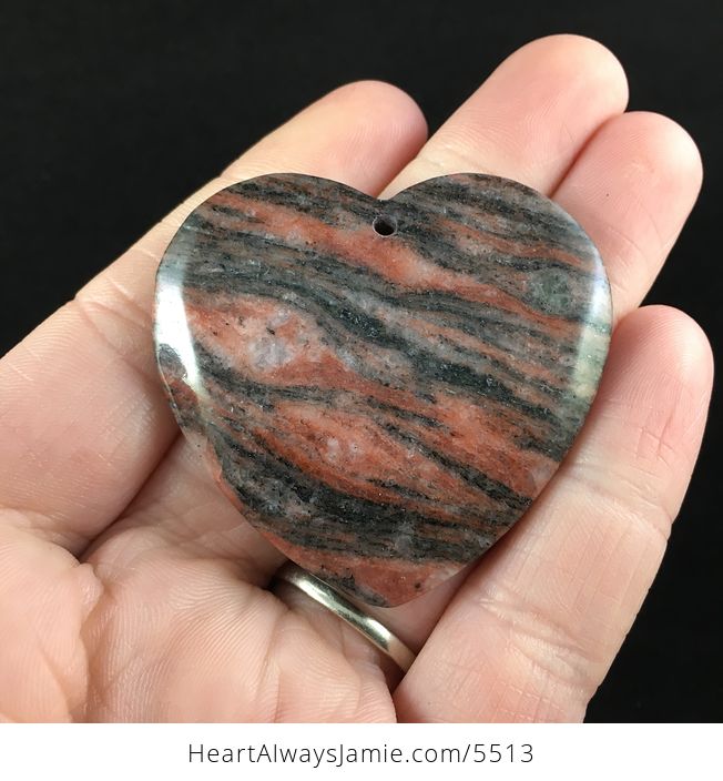 Heart Shaped Laterite Fossil Stone Jewelry Pendant - #SCcV4atyk8o-1