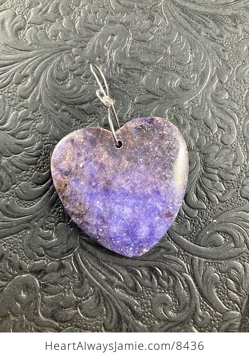 Heart Shaped Lepidolite Purple Stone Jewelry Pendant Crystal Ornament - #ldHSXOxKToM-4