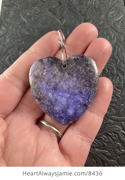 Heart Shaped Lepidolite Purple Stone Jewelry Pendant Crystal Ornament - #ldHSXOxKToM-1