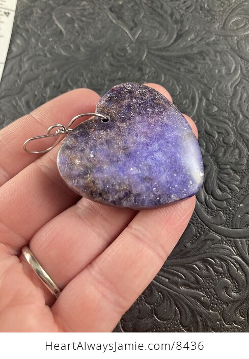 Heart Shaped Lepidolite Purple Stone Jewelry Pendant Crystal Ornament - #ldHSXOxKToM-3
