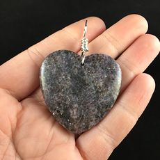 Heart Shaped Lepidolite Stone Jewelry Pendant #T3ohZuBme4k