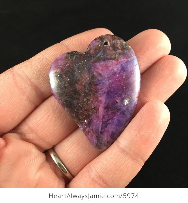 Heart Shaped Lepidolite Stone Jewelry Pendant - #IB34e9XFjYo-1