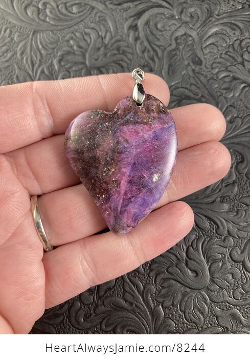 Heart Shaped Lepidolite Stone Jewelry Pendant - #hncv2oWn4kI-1