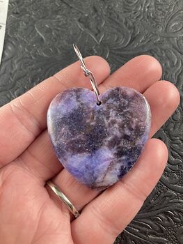 Heart Shaped Lepidolite Stone Jewelry Pendant Crystal Ornament #DgmDBins8b4
