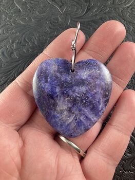 Heart Shaped Lepidolite Stone Jewelry Pendant Crystal Ornament #K8qxMt0BpZw