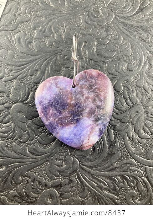 Heart Shaped Lepidolite Stone Jewelry Pendant Crystal Ornament - #DgmDBins8b4-4