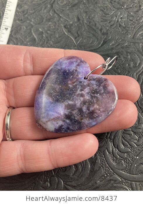 Heart Shaped Lepidolite Stone Jewelry Pendant Crystal Ornament - #DgmDBins8b4-2