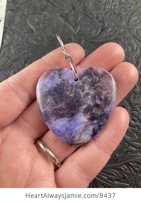 Heart Shaped Lepidolite Stone Jewelry Pendant Crystal Ornament - #DgmDBins8b4-1