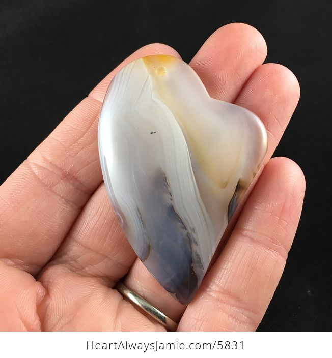 Heart Shaped Marine Chalcedony Stone Jewelry Pendant - #24lnOAaztiY-1