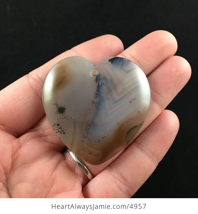 Heart Shaped Marine Chalcedony Stone Jewelry Pendant - #cRqhXqpyujI-1