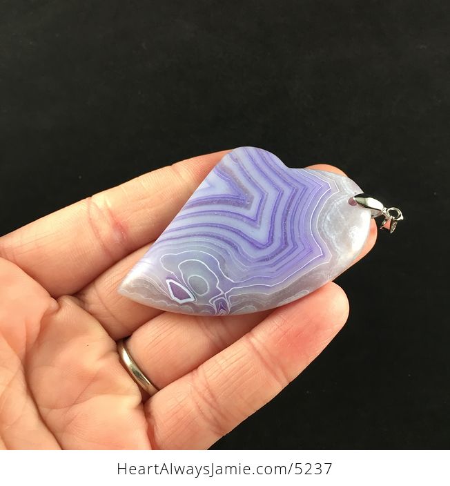 Heart Shaped Matte Purple Agate Stone Jewelry Pendant - #VKovggTzezs-3