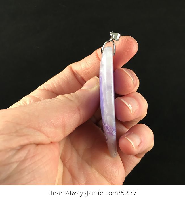 Heart Shaped Matte Purple Agate Stone Jewelry Pendant - #VKovggTzezs-5