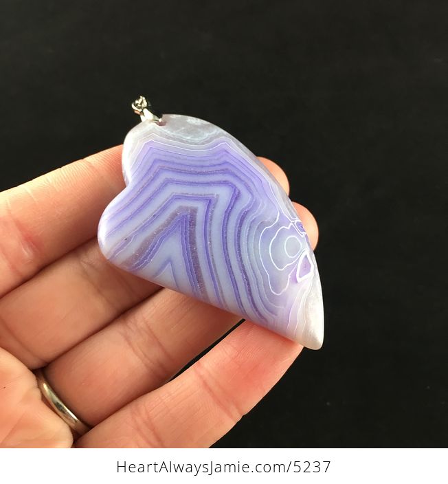 Heart Shaped Matte Purple Agate Stone Jewelry Pendant - #VKovggTzezs-4