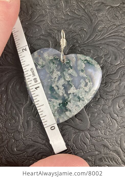 Heart Shaped Moss Agate Natural Stone Jewelry Pendant - #MRAeZdV7ZNc-5