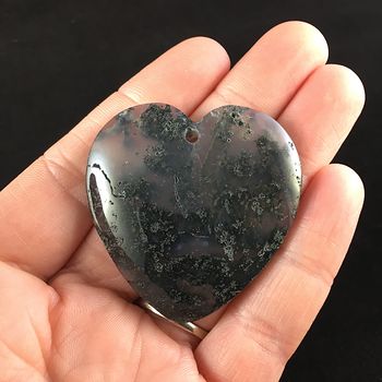 Heart Shaped Moss Agate Stone Jewelry Pendant #5ErzLaE7SZs