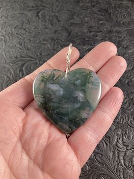 Heart Shaped Moss Agate Stone Jewelry Pendant #DHRoESniG6E