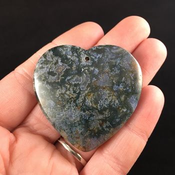Heart Shaped Moss Agate Stone Jewelry Pendant #Dbycm0jLrrE