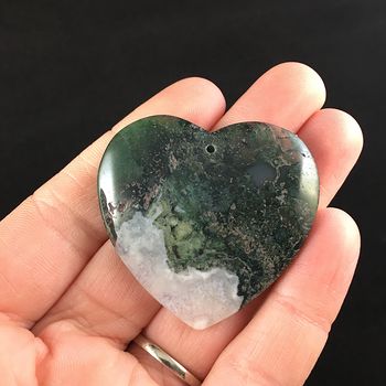 Heart Shaped Moss Agate Stone Jewelry Pendant #L5yCkZiA9iE
