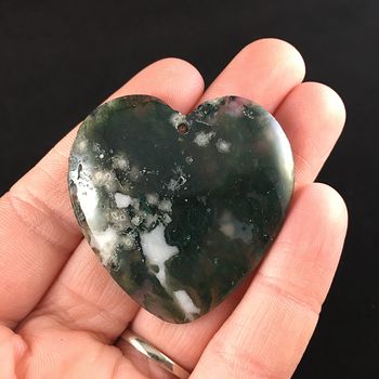 Heart Shaped Moss Agate Stone Jewelry Pendant #Q6NZ1CCF0RY