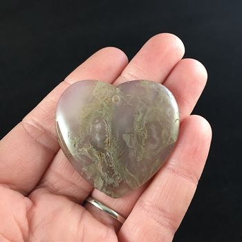 Heart Shaped Moss Agate Stone Jewelry Pendant #SKOPc23OKuY